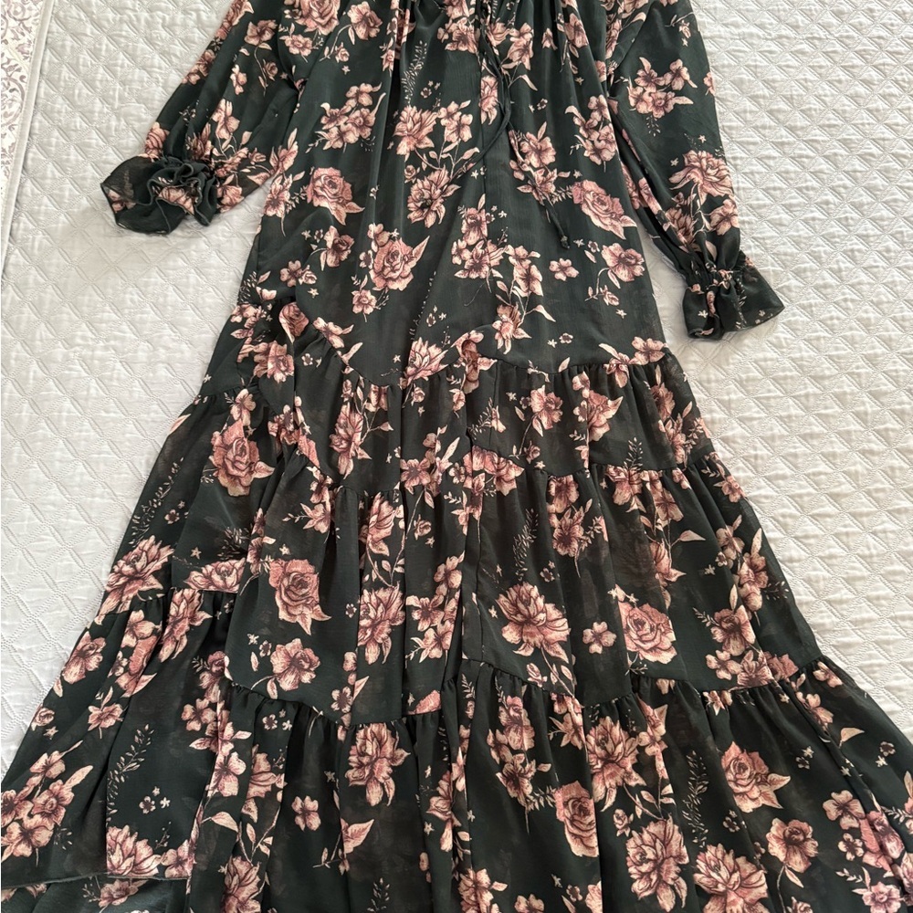 Floral Black and Pink Women's Dress - Picture 2 of 3